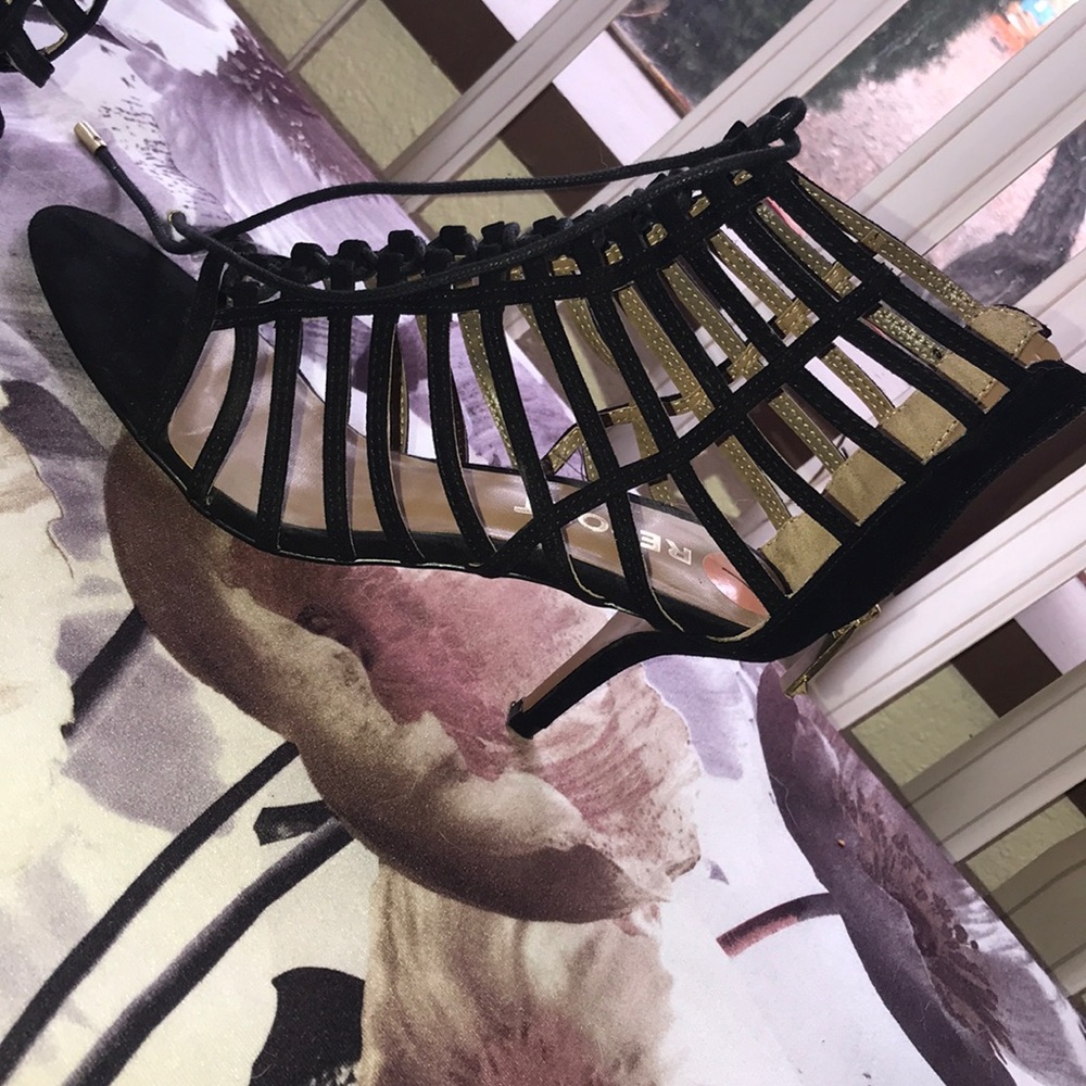 Black strapped heels